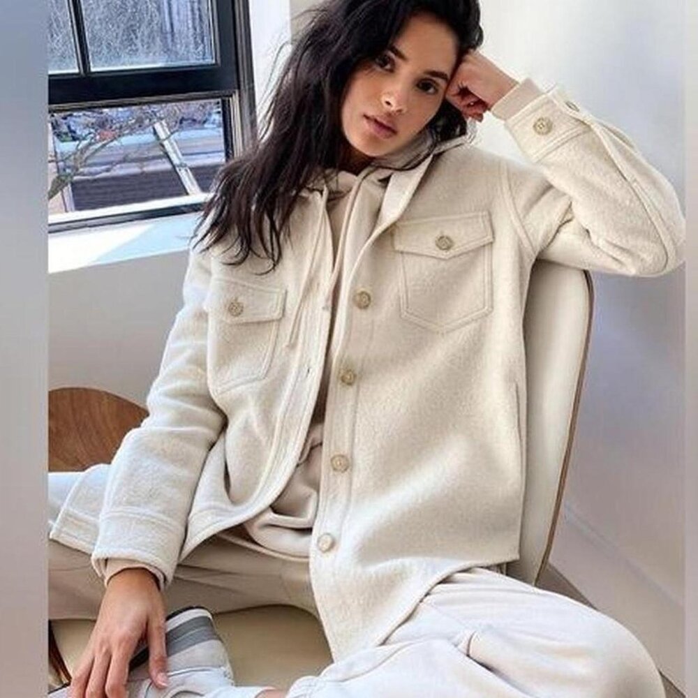 Joie Cream Oversized Button Up Jacket